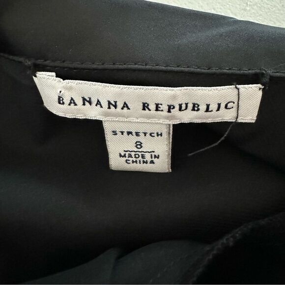 Banana Republic Women Cowl Back Blouse 8 Black Stretch Satin Fairy Goth Office - Picture 11 of 16